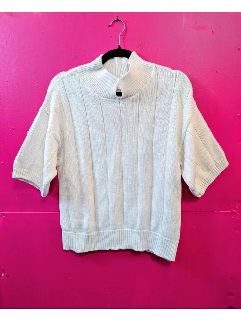Vintage 80s White Unisex 100% Cotton Sweater L